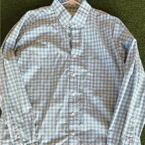 Onward Reserve Shirt Mens Large Button Down Green Blue Plaid Classic Fit
